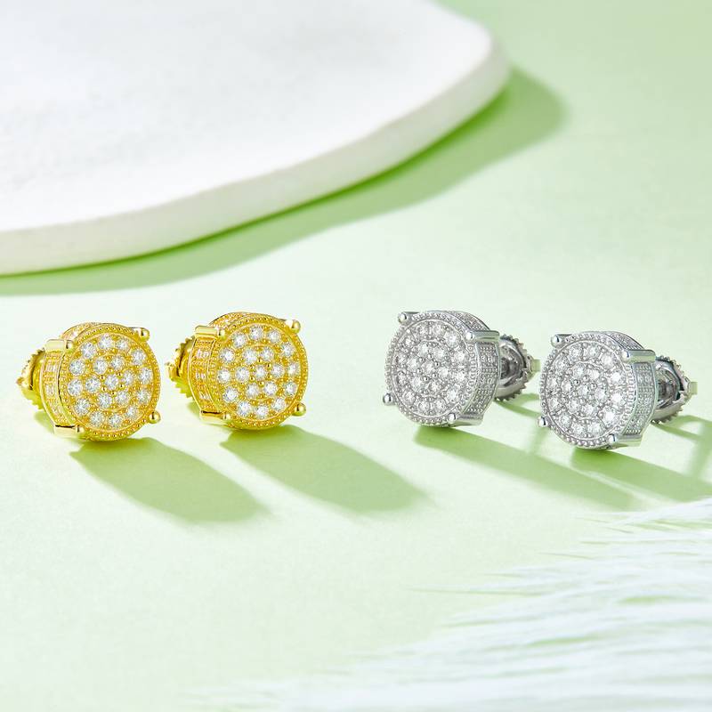 圆形立柱S925银Stud Earring带螺纹Moissanite厘石D级0.81ct